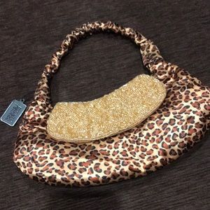 NWT Bijoux Terner beaded leopard mini purse